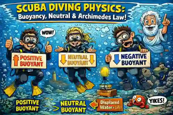 Archimedes’ principle & lift bags for divers — displacement, neutral buoyancy, Boyle & safe lifts — Chang Diving Koh Chang