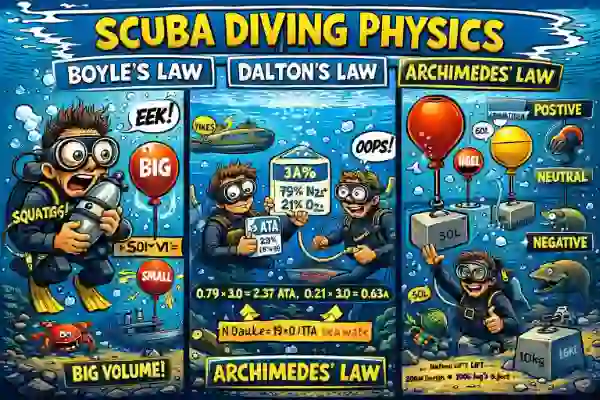 Dalton & Henry gas laws for divers — partial pressure, narcosis, oxygen PO₂, tissue on-gassing and decompression (Chang Diving Koh Chang)