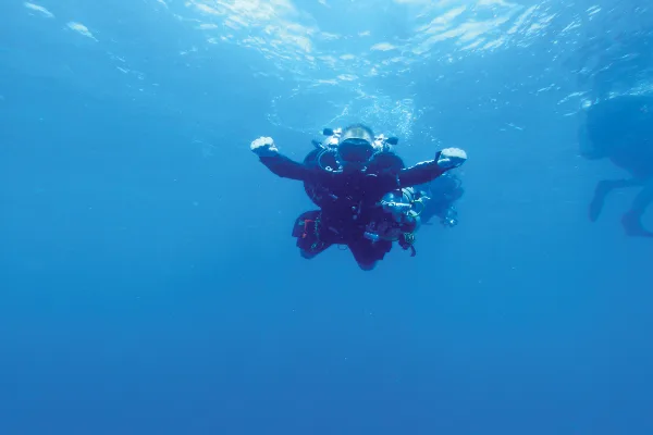 Technical diver during decompression procedures training, Koh Chang