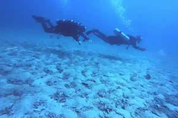 Taucher nutzt Sicherheitsleine und Führungslinie für Overhead-Wrack-Navigation